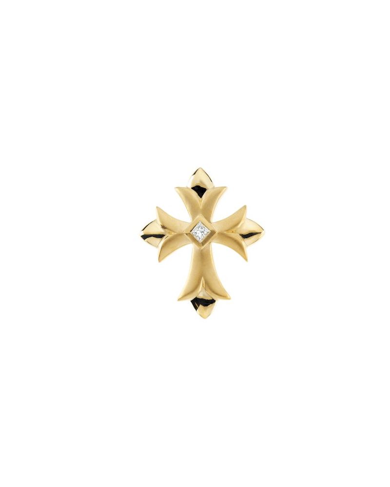 Pingente Solitário Cruz em Ouro 14k com Diamantes Naturais – Modelo 12