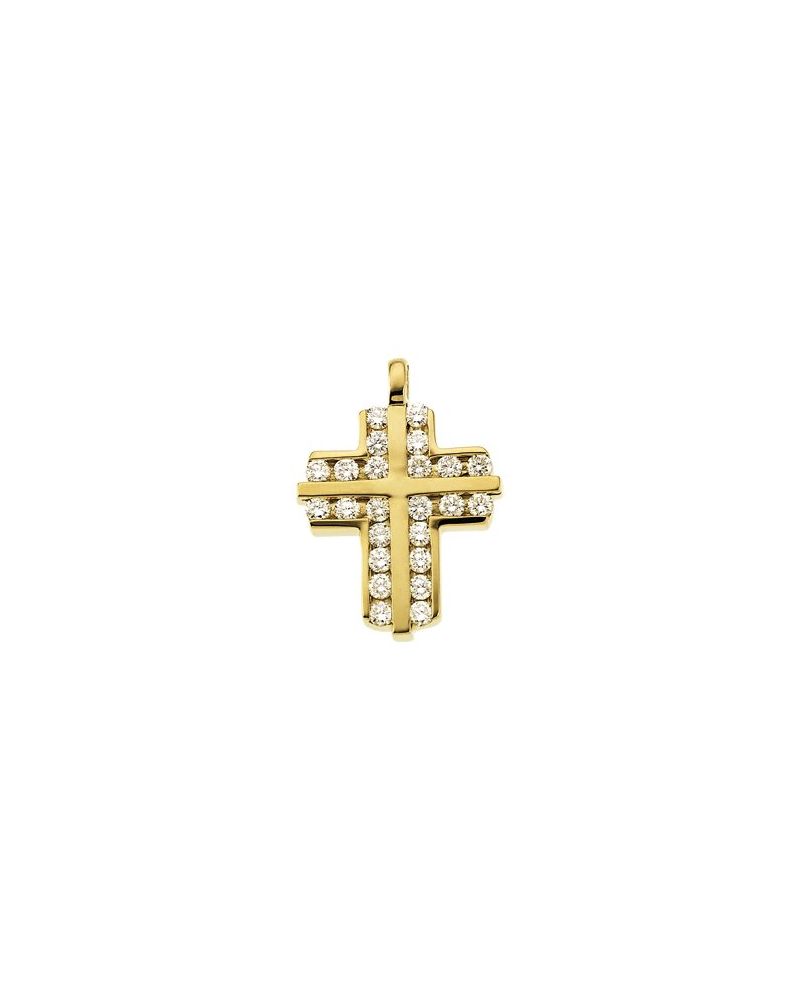 Pingente Cruz Cravejado em Ouro 14k com Diamantes Naturais – Modelo 35
