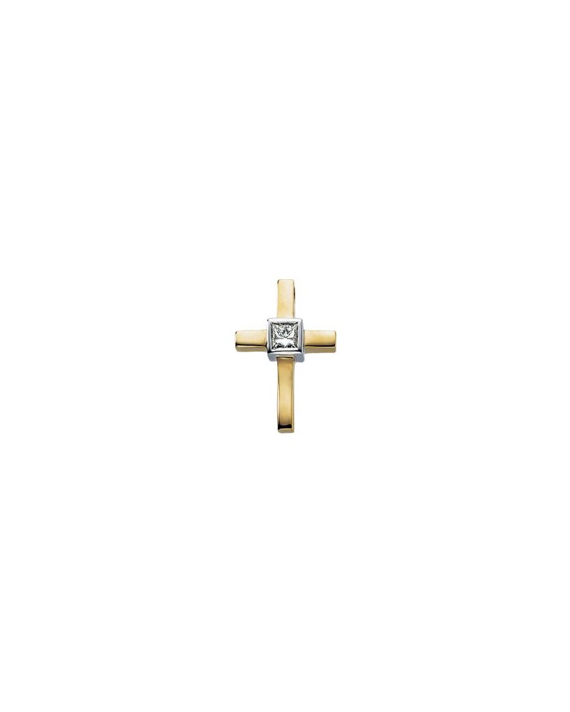 Pingente Solitário Cruz em Ouro 14k com Diamantes Naturais – Modelo 11