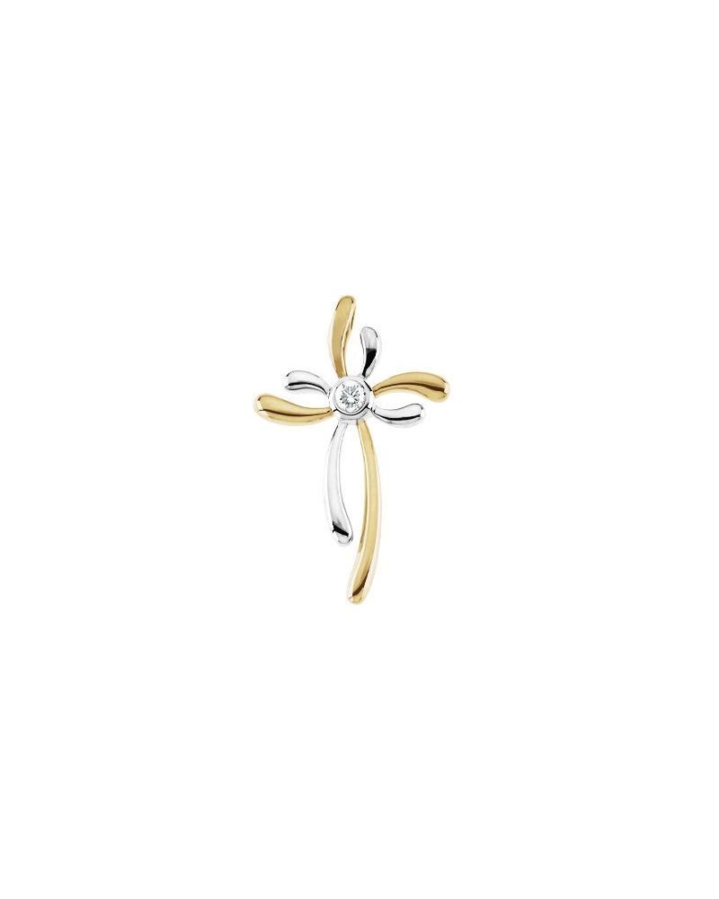 Pingente Cruz em Ouro 14k com Diamantes Naturais – Modelo 29