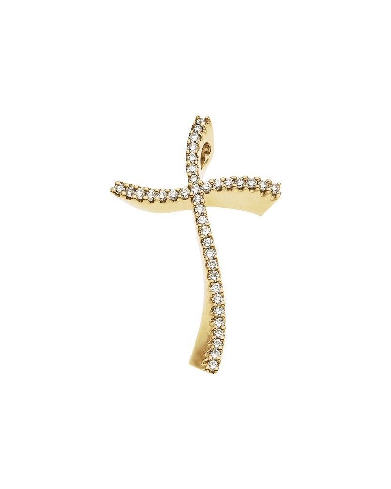 Pingente Passante Cruz Cravejado em Ouro 14k com Diamantes Naturais