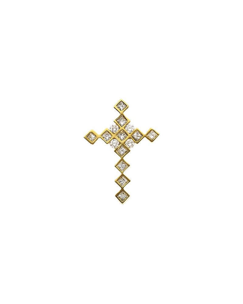 Pingente Cruz em Ouro 14k com Diamantes Naturais – Modelo 27