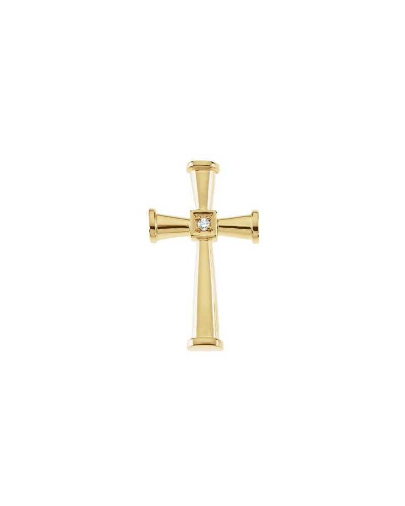 Pingente Cruz em Ouro 14k com Diamantes Naturais – Modelo 24
