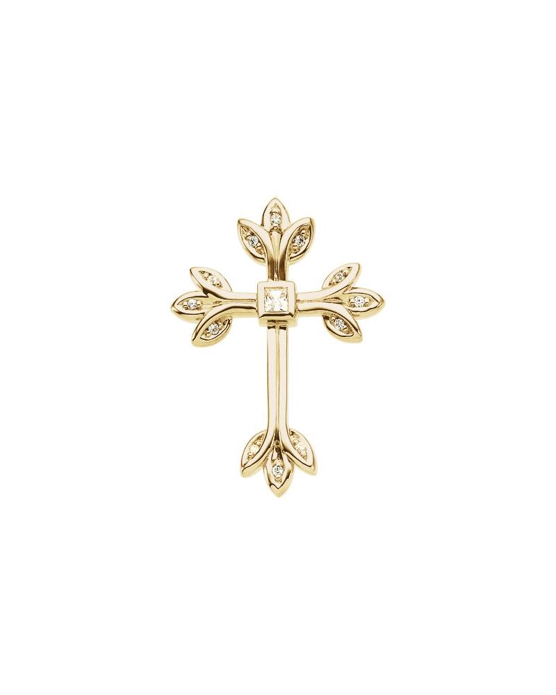 Pingente Cruz Cravejado em Ouro 14k com Diamantes Naturais – Modelo 24