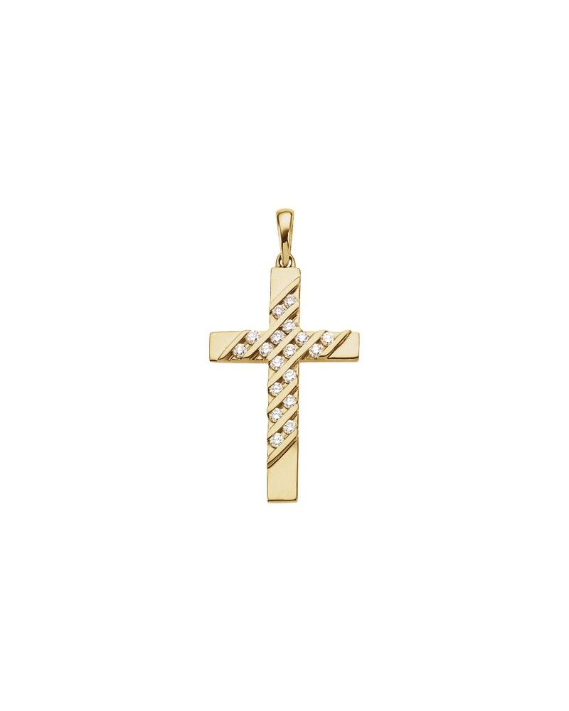 Pingente Cruz Cravejado em Ouro 14k com Diamantes Naturais – Modelo 34