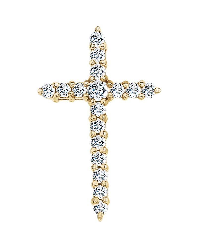 Pingente Cruz Cravejado em Ouro 14k com Diamantes de Laboratório – Modelo 4