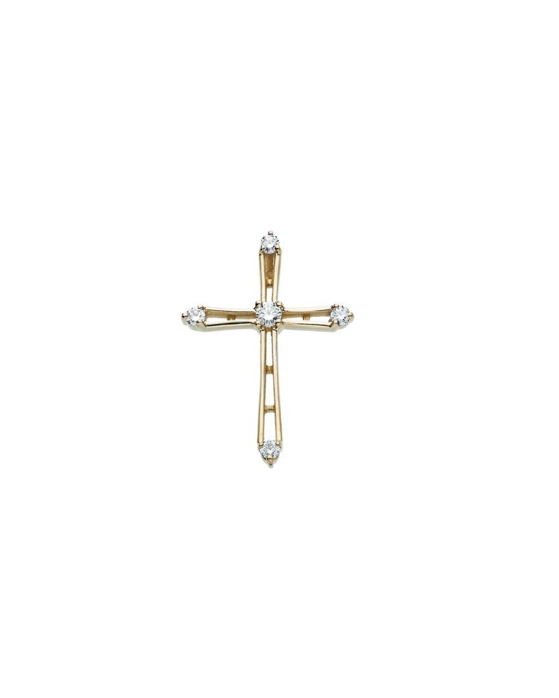 Pingente Cruz em Ouro 14k com Diamantes Naturais – Modelo 23