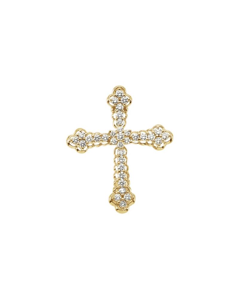 Pingente Cruz Cravejado em Ouro 14k com Diamantes Naturais – Modelo 30