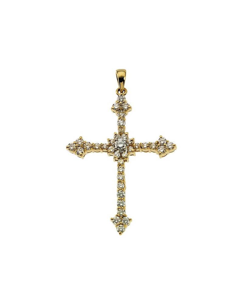 Pingente Cruz Cravejado em Ouro 14k com Diamantes Naturais – Modelo 28