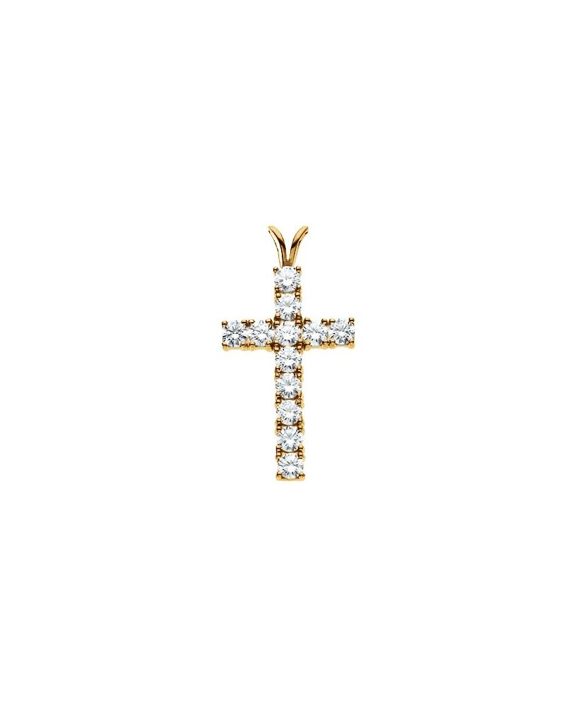 Pingente Cruz Cravejado em Ouro 14k com Diamantes de Laboratório