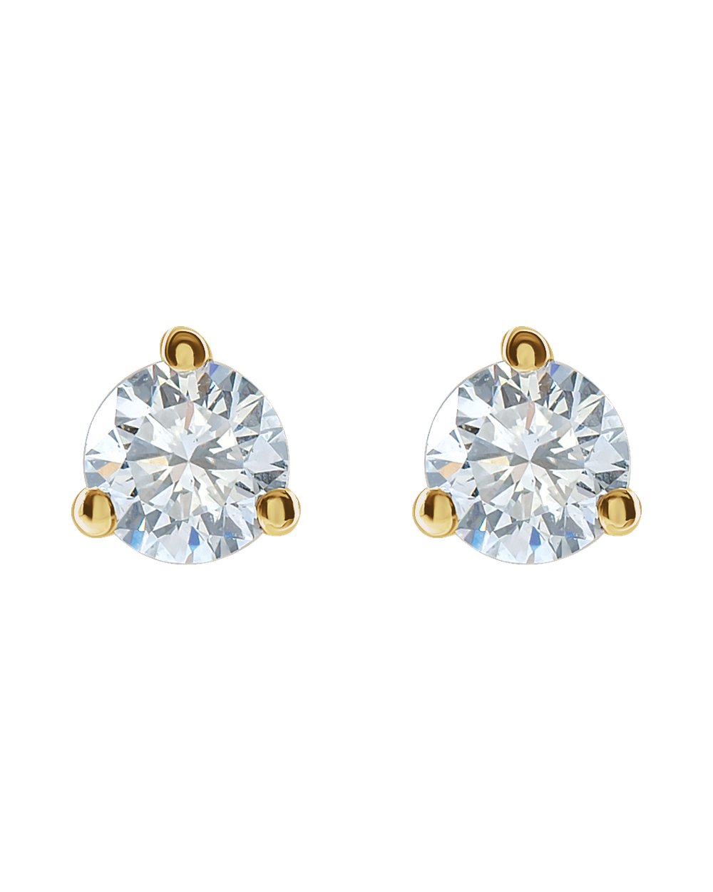 Brinco Ponto de Luz em Ouro 14k com Diamantes de Laboratório – Três Garras