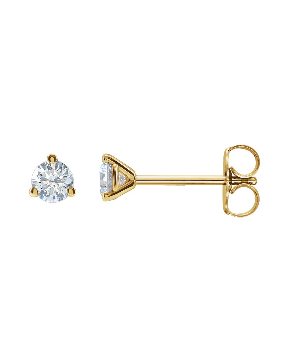 Brinco Ponto de Luz em Ouro 14k com Diamantes de Laboratório – Três Garras