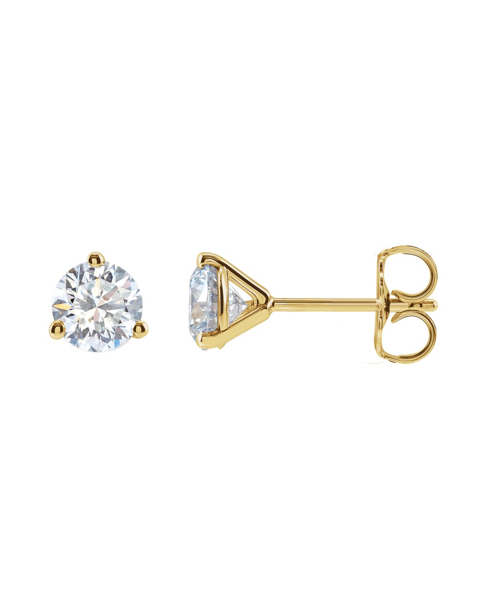 Brinco Ponto de Luz em Ouro 14k com Diamantes de Laboratório – Três Garras