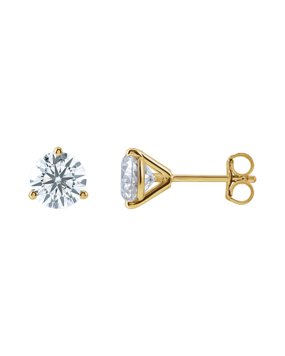 Brinco Ponto de Luz em Ouro 14k com Diamantes de Laboratório – Três Garras