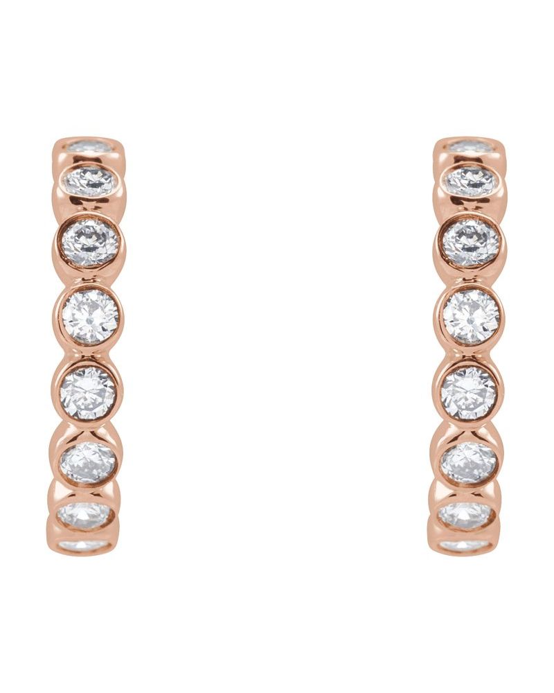 Brinco de Aro com Cravação Bezel em Ouro 14k com Diamantes de Laboratório