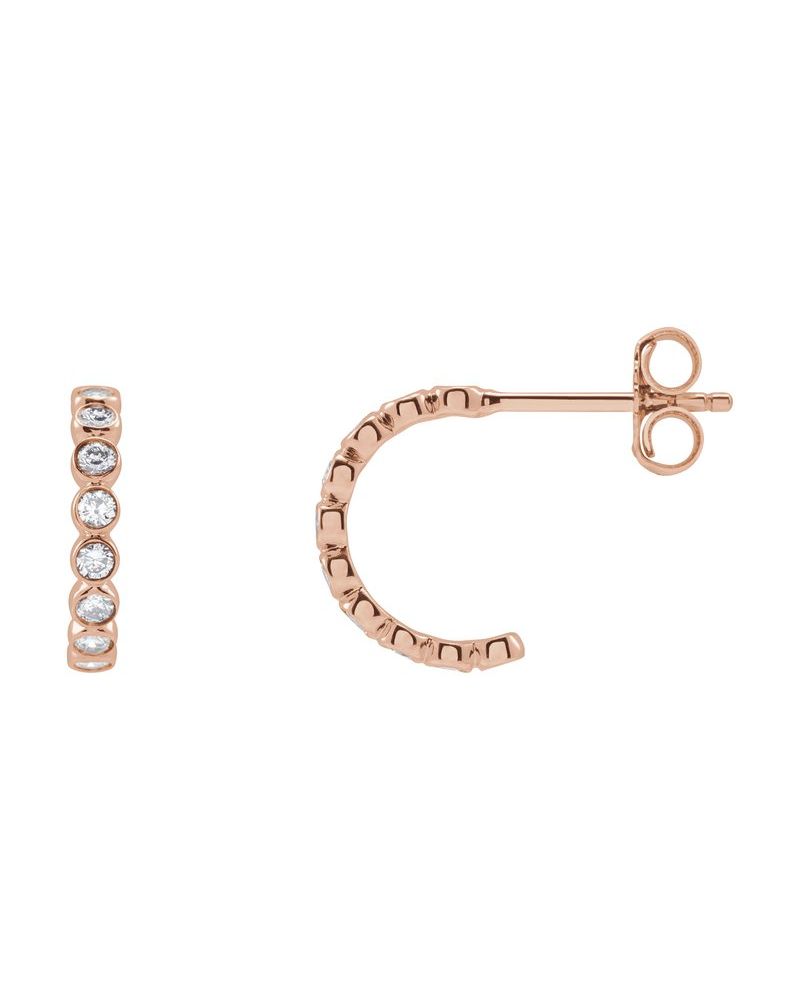 Brinco de Aro com Cravação Bezel em Ouro 14k com Diamantes de Laboratório