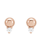 Brinco Bolinha Cravejado em Ouro 14k com Diamantes Naturais