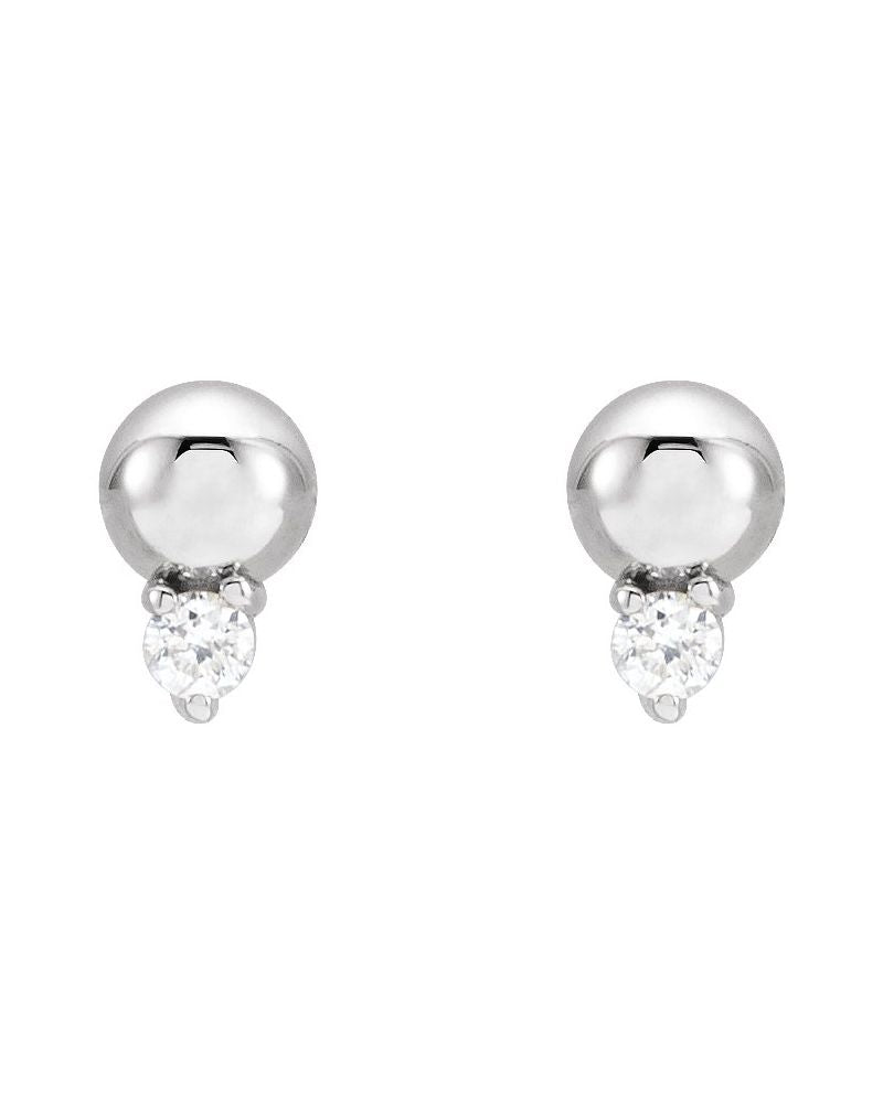 Brinco Bolinha Cravejado em Ouro 14k com Diamantes Naturais