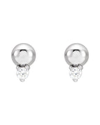 Brinco Bolinha Cravejado em Ouro 14k com Diamantes Naturais