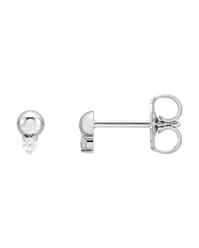 Brinco Bolinha Cravejado em Ouro 14k com Diamantes Naturais