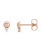 Brinco Bolinha Cravejado em Ouro 14k com Diamantes Naturais