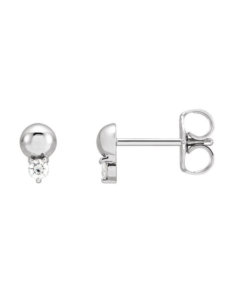 Brinco Bolinha Cravejado em Ouro 14k com Diamantes Naturais