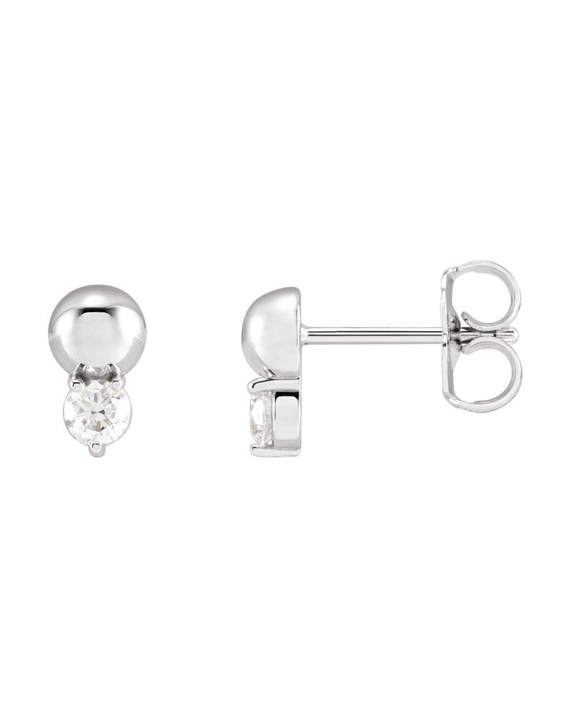 Brinco Bolinha Cravejado em Ouro 14k com Diamantes Naturais