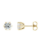 Brinco Ponto de Luz Redondo Seis Garras em Ouro 14k com Diamantes Naturais