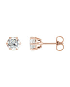 Brinco Ponto de Luz Redondo Seis Garras em Ouro 14k com Diamantes Naturais