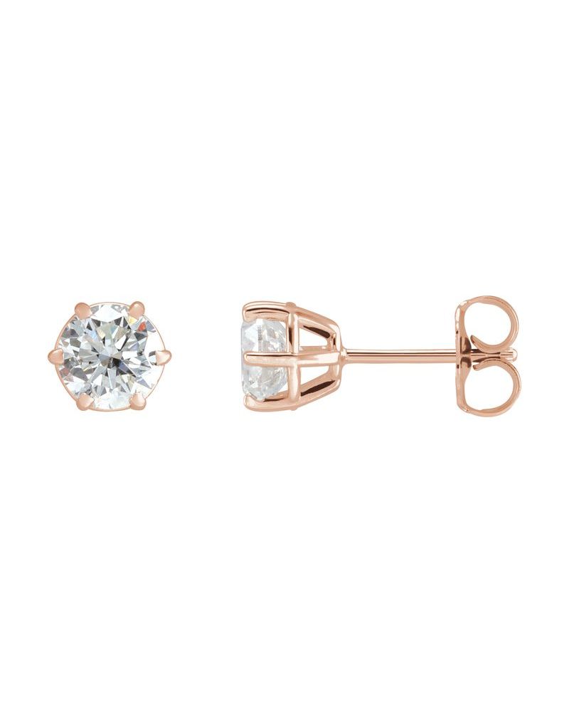 Brinco Ponto de Luz Redondo Seis Garras em Ouro 14k com Diamantes Naturais