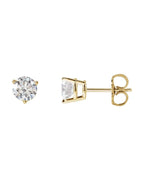 Brinco Ponto de Luz Redondo Três Garras em Ouro 14k com Diamantes de Laboratório