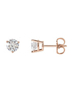 Brinco Ponto de Luz Redondo Três Garras em Ouro 14k com Diamantes de Laboratório