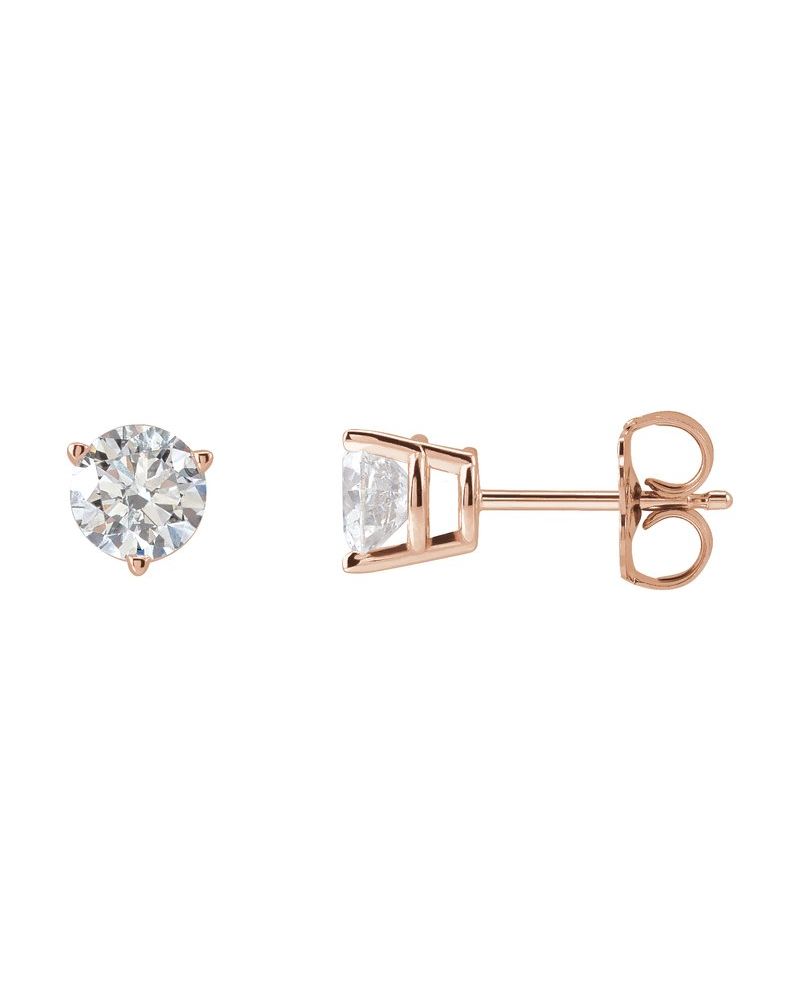 Brinco Ponto de Luz Redondo Três Garras em Ouro 14k com Diamantes de Laboratório