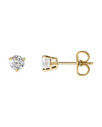 Brinco Ponto de Luz Redondo Três Garras em Ouro 14k com Diamantes de Laboratório