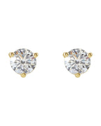 Brinco Ponto de Luz Redondo Três Garras em Ouro 14k com Diamantes de Laboratório