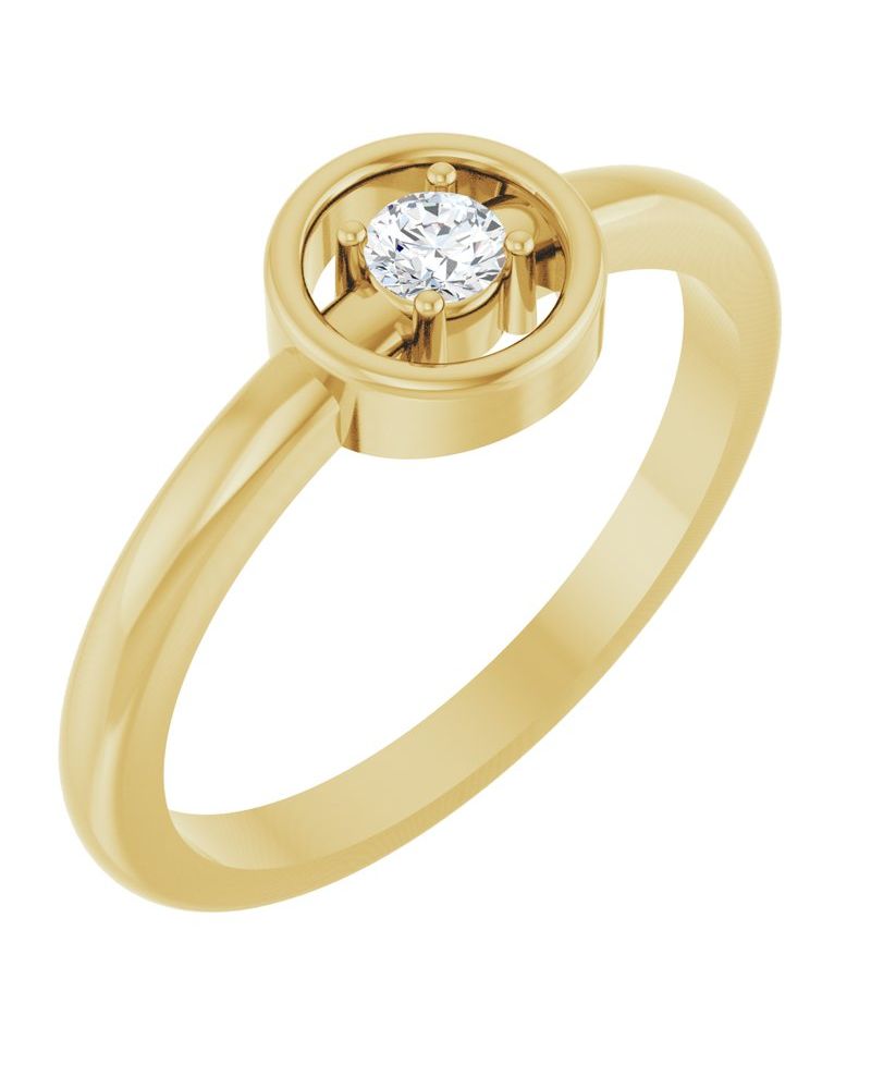 Anel Solitário em Ouro 14k com Diamantes Naturais – Modelo 7