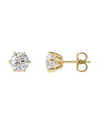 Brinco Ponto de Luz Redondo Seis Garras em Ouro 14k com Diamantes Naturais