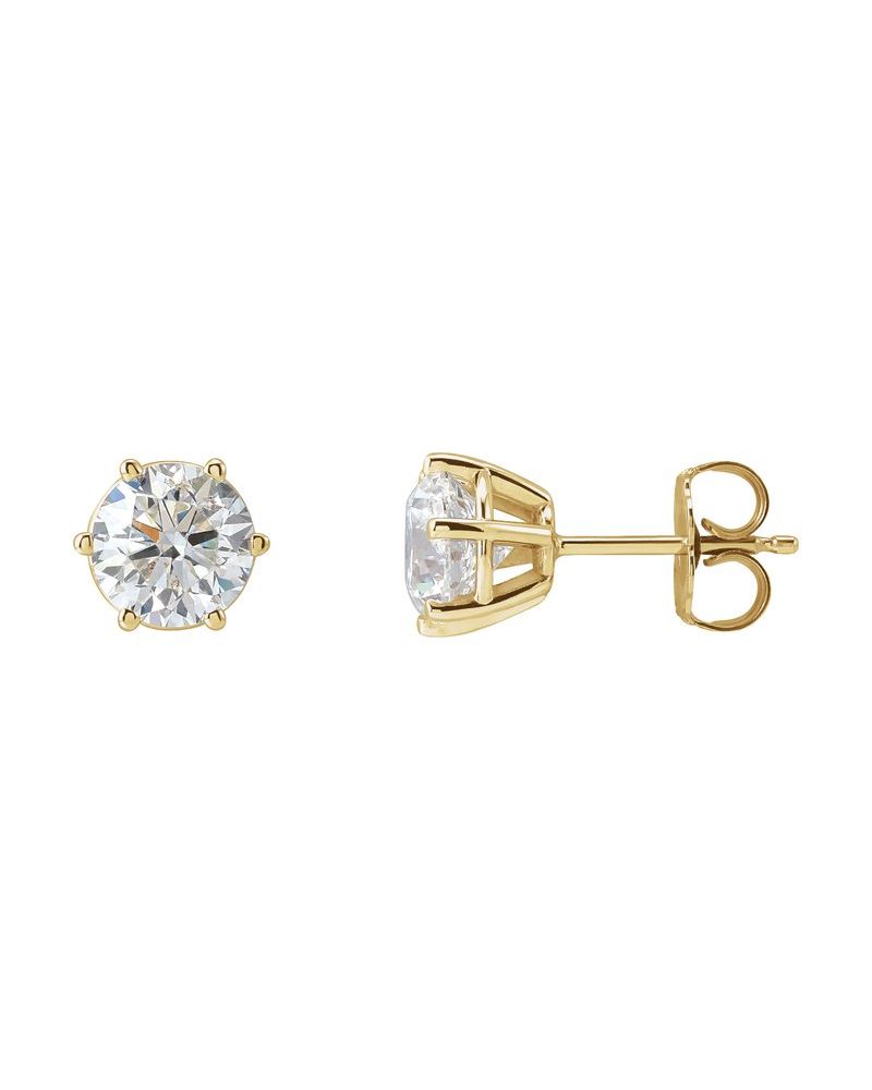 Brinco Ponto de Luz Redondo Seis Garras em Ouro 14k com Diamantes de Laboratório