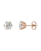 Brinco Ponto de Luz Redondo Seis Garras em Ouro 14k com Diamantes Naturais