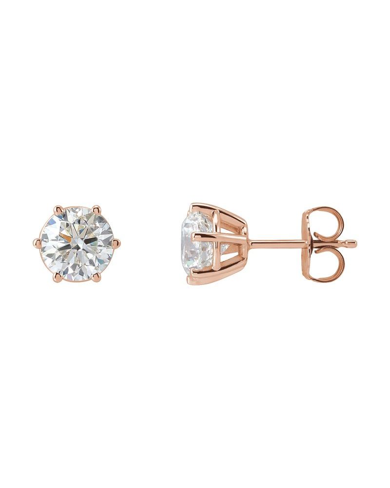Brinco Ponto de Luz Redondo Seis Garras em Ouro 14k com Diamantes Naturais