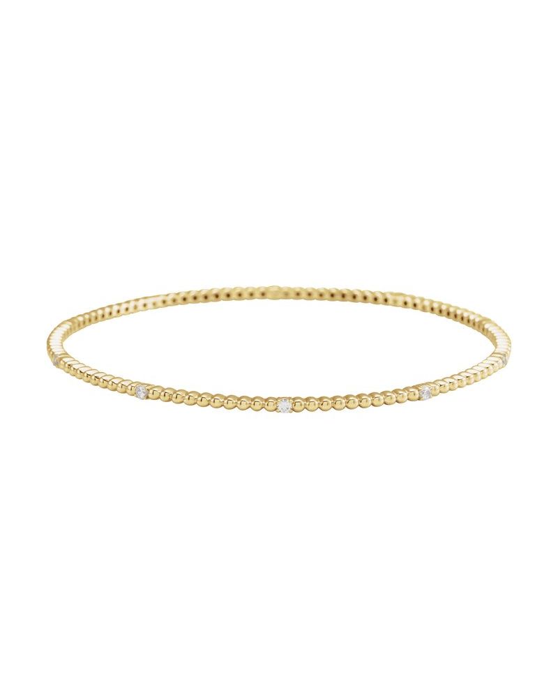 Bracelete Rígido Bolinhas Cravejado em Ouro 14k com Diamantes Naturais