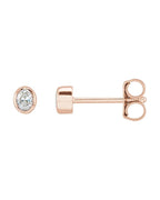Brinco Ponto de Luz Oval com Cravação Bezel em Ouro 14k com Diamantes de Laboratório