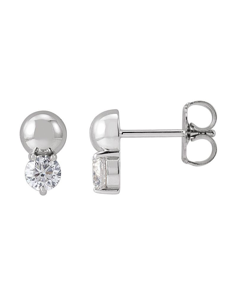 Brinco Bolinha Cravejado em Ouro 14k com Diamantes Naturais