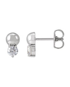 Brinco Bolinha Cravejado em Ouro 14k com Diamantes Naturais