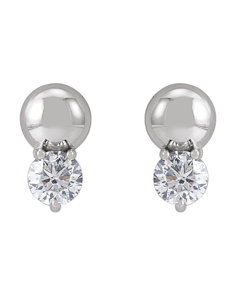 Brinco Bolinha Cravejado em Ouro 14k com Diamantes de Laboratório