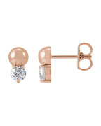 Brinco Bolinha Cravejado em Ouro 14k com Diamantes Naturais