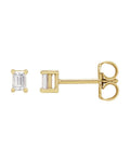 Brinco Ponto de Luz Baguete Quatro Garras em Ouro 14k com Diamantes de Laboratório