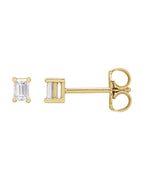 Brinco Ponto de Luz Baguete Quatro Garras em Ouro 14k com Diamantes de Laboratório