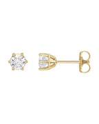 Brinco Ponto de Luz Redondo Seis Garras em Ouro 14k com Diamantes Naturais