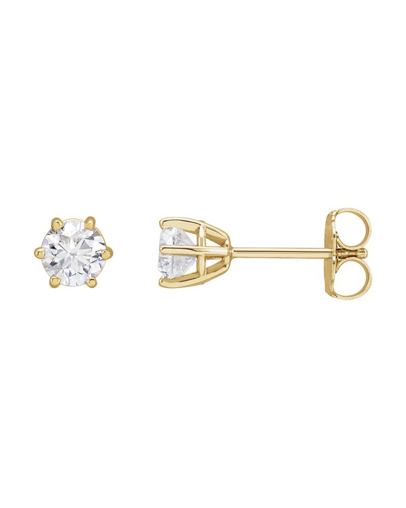 Brinco Ponto de Luz Redondo Seis Garras em Ouro 14k com Diamantes Naturais